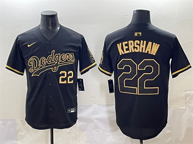 Men's Los Angeles Dodgers #22 Clayton Kershaw Black/Gold Limited Stitched Jersey Men's Los Angeles Dodgers #22 Clayton Kershaw Black/Gold Limited Stitched Jersey